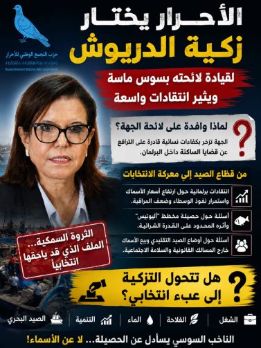 الأحرار يختار زكية الدريوش لقيادة لائحته بسوس ماسة ويثير انتقادات واسعة*